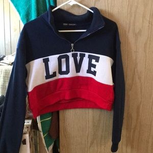 Juniors’ Roma Cropped Love Sweater